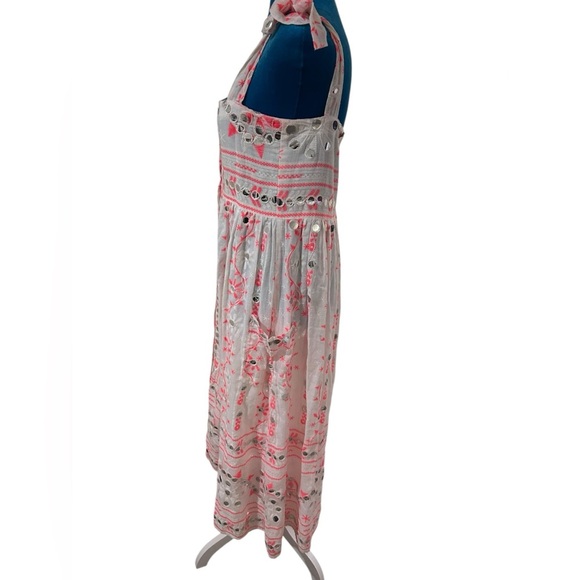 Juliet Dunn boho white and pink embroidered maxi dress size Small fit - Picture 5 of 14